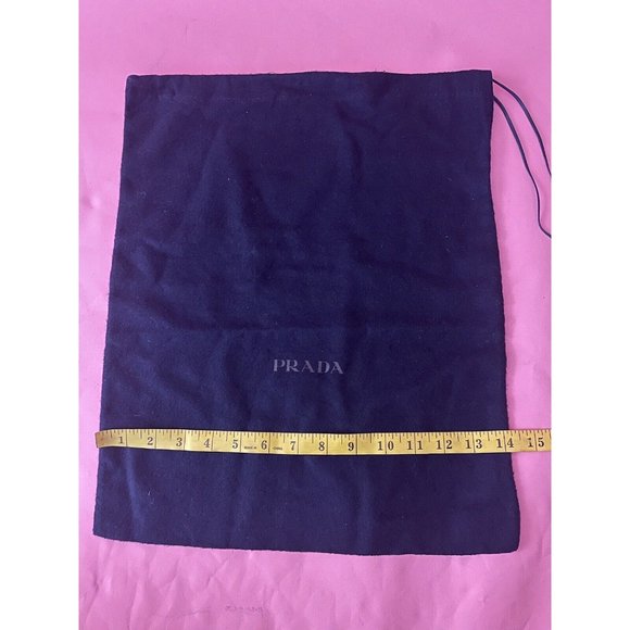 Prada Dust Bag Storage Cover Pouch Drawstring Blue Cotton 13.5" x 14" - Picture 3 of 4